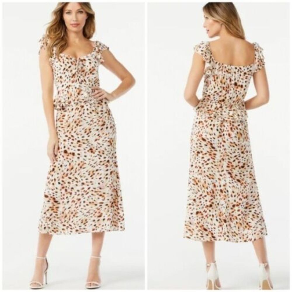 SOFIA VERGARA sweetheart midi dress beige size Small w-104